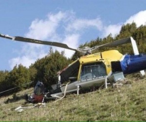 Estado en que quedó el helicóptero en que viajaba el Ministro de Deportes